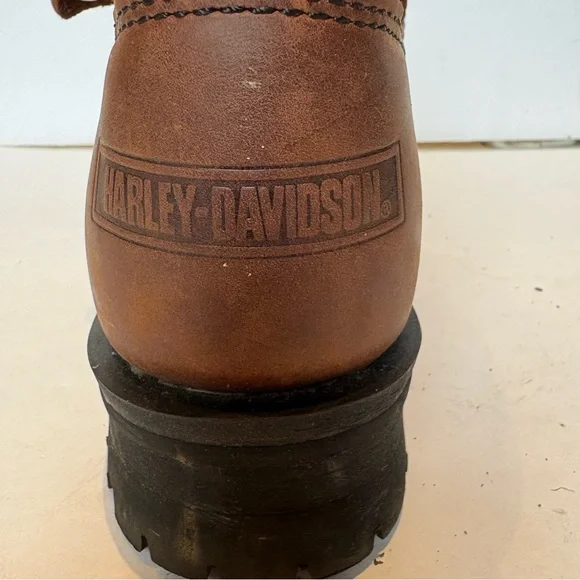 Harley-Davidson Women's Brown Leather Biker Boots Lace Up Size 7 1/2 - Picture 10 of 11